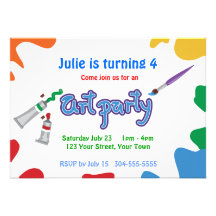 Partie d'art d'anniversaire invitations