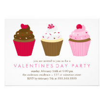 Partie de jour de Valentines de petits gâteaux Cartons D'invitation Personnalisés