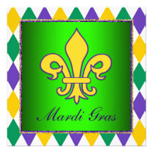 Partie de mardi gras de Fleur De Lis de mardi gras Cartons D'invitation