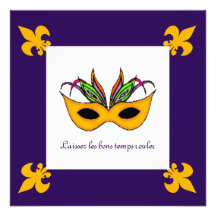 Partie de mardi gras de Fleur de Lis Mask Invitations Personnalisées