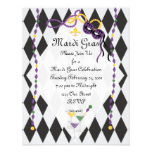 Partie de mardi gras invitation personnalisée