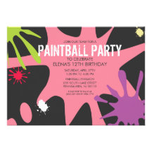 Partie de Paintball de Splat Custom de princesse P Faire-parts