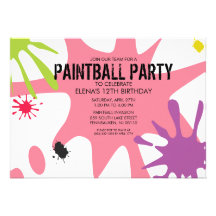 Partie de Paintball de Splat Custom de princesse P Cartons D'invitation