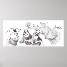 Partie de petit gâteau affiches