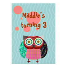 partie d'invitation d'anniversaire de hibou