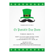 Partie du jour de St Patrick de moustache de chape Faire-part Personnalisés