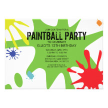 Partie faite sur commande de Paintball de floc fen Cartons D'invitation Personnalisés