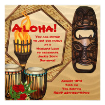 Partie hawaïenne de Luau de fête d'anniversaire de Invitation Personnalisée