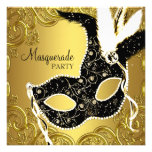 Partie noire de mascarade de masque d'or invitations