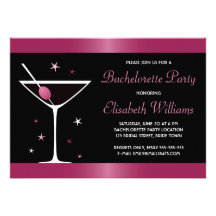Partie noire fuchsia élégante de bachelorette de m invitations personnalisées