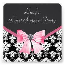 Partie noire rose du bonbon 16 à damassé invitations