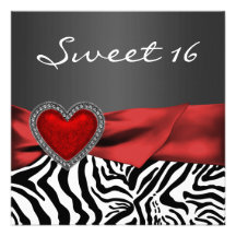 Partie rouge du bonbon 16 à zèbre d'Elegnat Invitations Personnalisables