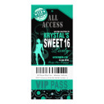 Partie turquoise et noire de billet du bonbon 16 à invitation personnalisée