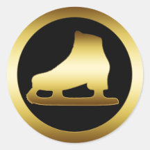 PATIN DE GLACE D'OR AUTOCOLLANT ROND