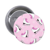 Patinage artistique - rose de patins de glace avec badge avec épingle