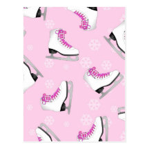 Patinage artistique - rose de patins de glace avec carte postale