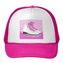 Patinage artistique - rose de patins de glace avec casquette
