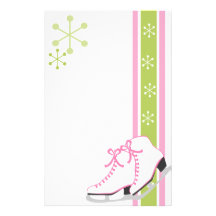 Patins de glace de flocon de neige papier à lettre customisé