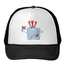 Patriottische Olifant die een Amerikaanse Vlag gol Trucker Petten