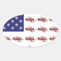 Patriottische Snowmobiling Ovaalvormige Sticker