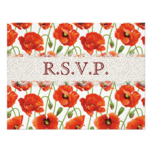 Pavots rouges d'été épousant la carte de RSVP Invitation Personnalisée
