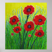 Pavots rouges affiche