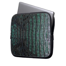 Peau noire et verte classique #3 d'alligator housse pour  ordinateur portable