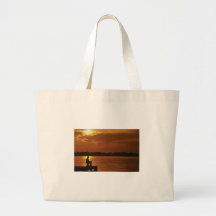 Pêcheur à  la ligne paisible de soirée sacs en toile