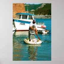 Pêcheur dans le port de Bonne Nuit Posters