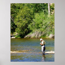 Pêcheur de mouche de l'Idaho Affiche