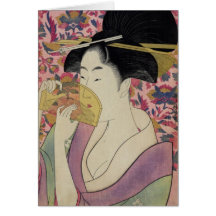 Peigne de Kushi par Kitagawa Utamaro Cartes De Vœux