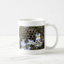Peigne et fleurs de ruche d'abeille mugs à café