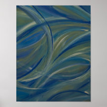 Peinture acrylique d'abrégé sur vert bleu de cours posters
