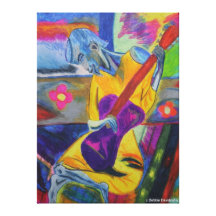 PEINTURE DE DEBBIE DAVIDSOHN - "CHEVALIER BLEU" -  TOILES TENDUES SUR CHÂSSIS