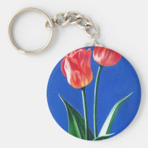 Peinture de deux tulipes porte-clé