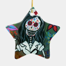Peinture de Dia de los Muertos Nurse RN Ornements