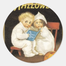Peinture de Halloween des enfants lisant l'histoir Adhésifs