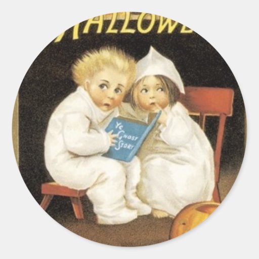 Peinture de Halloween des enfants lisant l'histoir Adhésifs