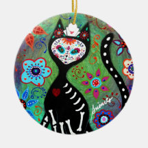 PEINTURE DE L'EL GATO CAT DIA DE LOS MUERTOS NURSE ORNEMENTS
