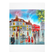 Peinture de scène rouge de rue d'autobus à  impéri bristols