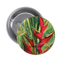 Peinture en pastel de fleur tropicale rouge de Hel Pin's Avec Agrafe