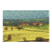 peinture en pastel de style de prairie de campagne impression photo