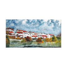 peinture européenne d'aquarelle de paysage impression sur toile