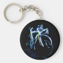 Peinture légère : un vélo bleu et jaune - porte-clefs
