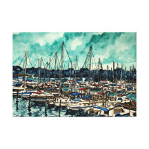 peinture marine d'aquarelle de voilier nautique d' impression sur toile