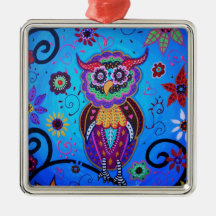 Peinture mexicaine de hibou de Talavera Décoration Pour Sapin De Noël