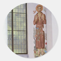 Peinture murale de St Francis dans l'abbaye Autocollant Rond