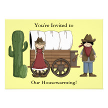 Pendaison de crémaillère de cowboy et de cow-girl  invitations personnalisées