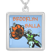 Pendentif d'argent de basket-ball de Brooklyn Ball