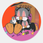 Penny et pingouin de Patty : Halloween heureux ! Autocollant Rond